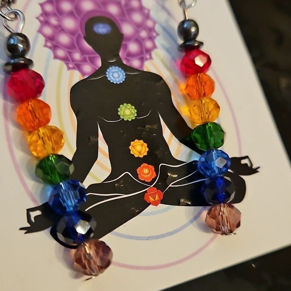 Seven Chakra Earrings - Multicolor Rainbow, NWT